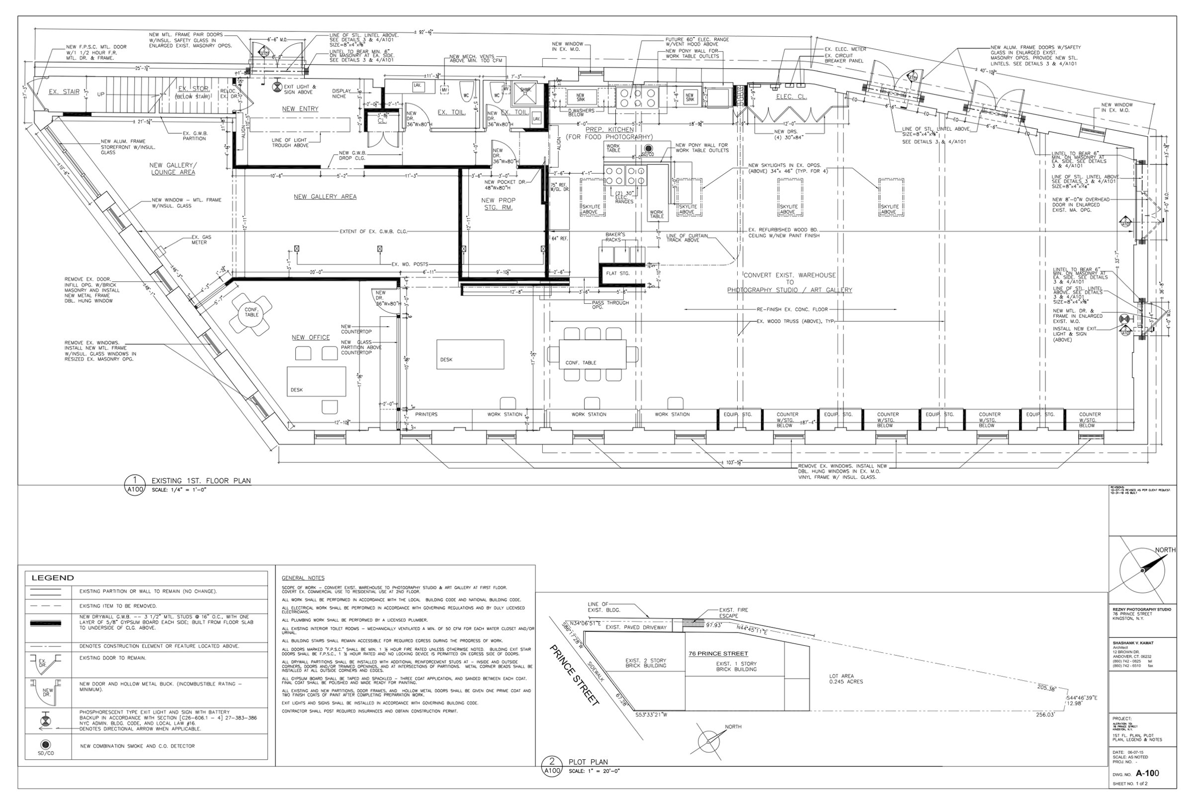 Original first-floor plan with gallery, office and prep kitchen